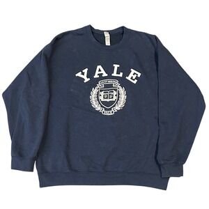 Yale University Crewneck Sweatshirt Navy Blue Collegiate Crest Logo Size Large